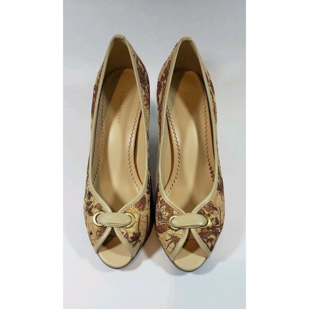 Laura‎ Ashley Elton Peep Toe Heels Fall Colors Size 8.5M